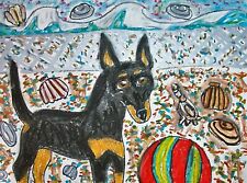 TOY MANCHESTER TERRIER Beach Party Nautical Dog Vintage Art Print 8 x 10 Signed picture
