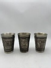 vintage lot of 3 german Zinn Becker pewter cups 3.5” picture