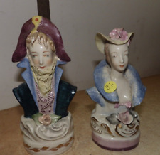 Vintage 1940s Cordey Porcelain Lady Gentleman Bust Figurines SAILOR VICTORIAN picture