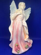 Vintage Winged Angel Pink Roses Figurine picture