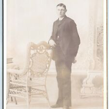 c1890s Sparta, Wis. Handsome Young Man Cabinet Card Photo Foster Shidell B3 picture