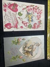 Antique valentine postcards Early To Mid 1900s + Stamps  PE1625 picture