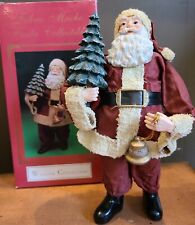 Windsor Collection Fabric Mache Santa Holding Christmas Tree Collectible in Box picture