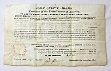 Authentic OHIO LAND GRANT Signed by President John Quincy Adams on 2-12-1827   picture