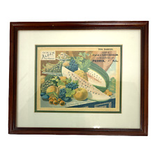 Alden Fruit Vinegar Large Victorian Trade Card Watermelon Custom Framed picture