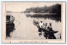 c1905 Indians Bringing Crude Rubber To Santa Isabel Canoe Boat Antique Postcard picture