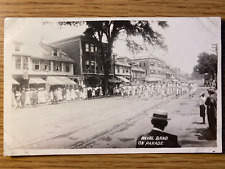 1916 RPPC: NAVAL BAND ON PARADE antique real photo postcard SMALL TOWN AMERICA picture