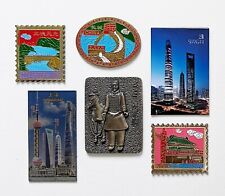 Lot of 6 Mostly Metal Souvenir Fridge Magnets from China Beijing Shanghai picture