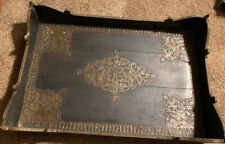 Ronita Smith Aged Brass & Wood Decorative Tray Buffet Server Butler Large Old picture