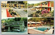 Rainbow Motel Gatlinburg TN Multi View Pool Old Cars Postcard picture