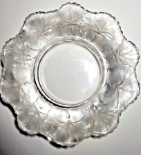 Lalique France Honfleur Frosted Geranium Leaf Signed Glass Dish Bowl 5 3/4