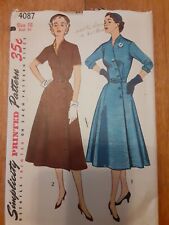 1952 Simplicity #4087 Miss Size 16 Bust 34 Dress  W/Detachable Neck/Sleeve Trim picture