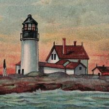 Antique 1911 Hassan Lighthouse Series T77 Cigarette Tobacco Card Goat Island ME picture