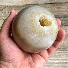 Quartz Agate Geode Sphere, 3.5
