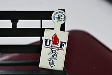 Vintage UF Torch Green Duck Chicago Fold-Over Label Button Pin picture