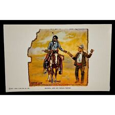 Charles Marion Russell Postcard Vintage And His Indian Friend Western Cowboy Art picture