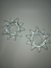 PartyLite Flaming Star Glass Tealight Candle Holder Pair Set of 2 Without Box picture