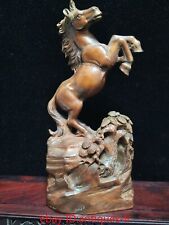 Exquisite Chinese Boxwood Hand-carved Statue of A Stallion Running picture