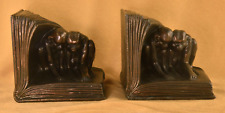 Pair Of 'Two Monkey's Reading' Metal Bookends Unmarked Jennings Brothers c1920's picture
