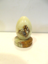 Vintage polished solid onyx marble egg & polished onyx marble stand paperweight picture