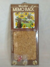 Retro Wooden Memo Rack w/ Hooks & Cork Household Merchandising Sunflowers New picture