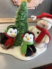 Hallmark Singing Snowman With Two Penguins With Light Up Christmas Tree picture