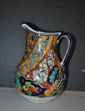 Large VTG MEXICAN Talavera Water Pitcher 11.4