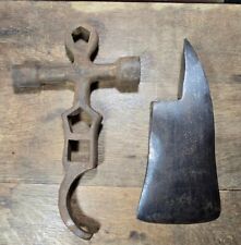 Vintage Fireman Axe Head & 1930's 40's Hydrant Multi-Wrench 2 FIREFIGHTER TOOLS picture