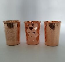 100% Pure Handmade Copper Tumbler Glass Yoga Ayurveda Benefits Set of 3 picture