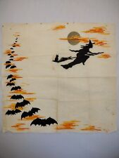 Vintage 1920s Halloween Crepe Paper Napkin/Placemat Witch Bats Moon Clouds RARE picture