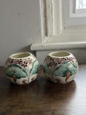 Vintage Pair Of Hungarian Hand Painted Mushroom Porcelain Vases picture