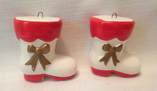 Pair of 2 Ceramic Christmas Boot 2