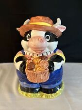 Vintage cow Cookie Jar/ Brush Paint 12’’H picture