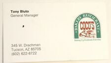 Coco's Bakery restaurant Vintage Business Card Tucson Arizonabc4 picture