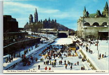 postcard Ice Skaters on the Rideau Canal passing through Ottawa Canada 1854 picture
