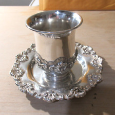 Nice Sterling Silver Kiddush Cup and Matching Plate, Judaica Sabbath, 162.4 gr picture