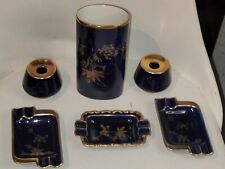 Vintage Lindner Bavaria Echt Cobalt Blue Gold karin candle & trays set picture
