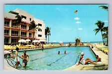 Miami Beach FL-Florida, Chateau Motel Pool, Advertising, Vintage c1963 Postcard picture