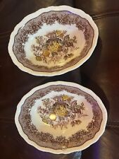 2x Antique Ironstone Mason's Floral Pattern 8.75” Oval Serving Bowls Good Shape picture