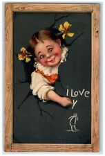 1909 Valentine Cute Little Girl Braided Hair Bow Ribbon Brundage Tuck's Postcard picture