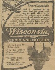 Vintage Print Ad Wisconsin Motor Mfg Co Milwaukee Airplane Motors WW1 1918 picture