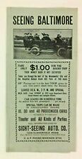 Antique 1900's Seeing Baltimore Road Trip Pamphlet  