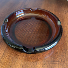 Vintage Dark Amber Glass Ashtray - Large 8