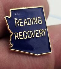 VTG Lapel Pinback Gold Tone Reading Recovery Blue Enameled Hat Pin picture
