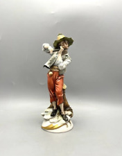 Vintage Capidimonte Hand Painted Porcelain Street Flutist Figurine Italy Marked picture