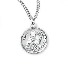 Unique Patron Saint Nicholas Round Sterling Silver Medal Size 0.9in x 0.7in picture