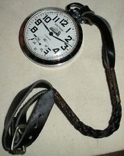 VINTAGE WALTHAM STAINLESS STEEL RAILROAD POCKETWATCH WORKING ENGRAVED TRAIN tuvi picture