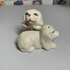 Vintage White Dog Salt And Pepper Shakers Nesting Puppies Kitchen Decor picture