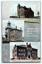 c1910 Edmonton's Schools Queen Ave Alberta Canada Multiview Antique Postcard picture
