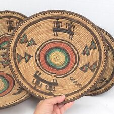 African Nigerian Hausa Coiled Pictorial Polychrome Baskets 12.5 